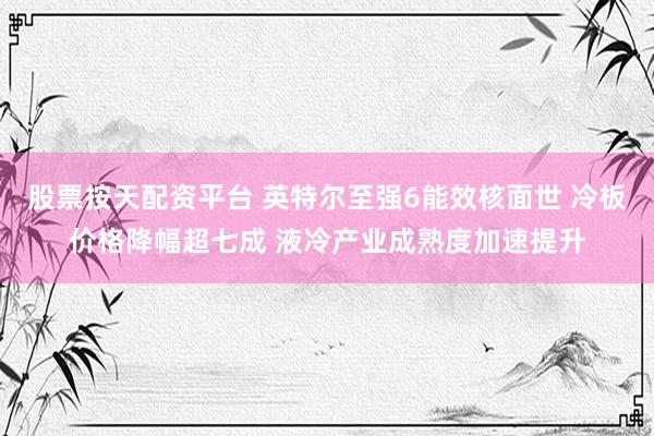 股票按天配资平台 英特尔至强6能效核面世 冷板价格降幅超七成 液冷产业成熟度加速提升