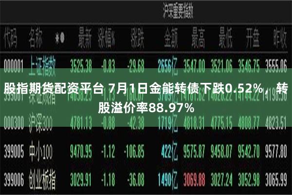 股指期货配资平台 7月1日金能转债下跌0.52%，转股溢价率88.97%